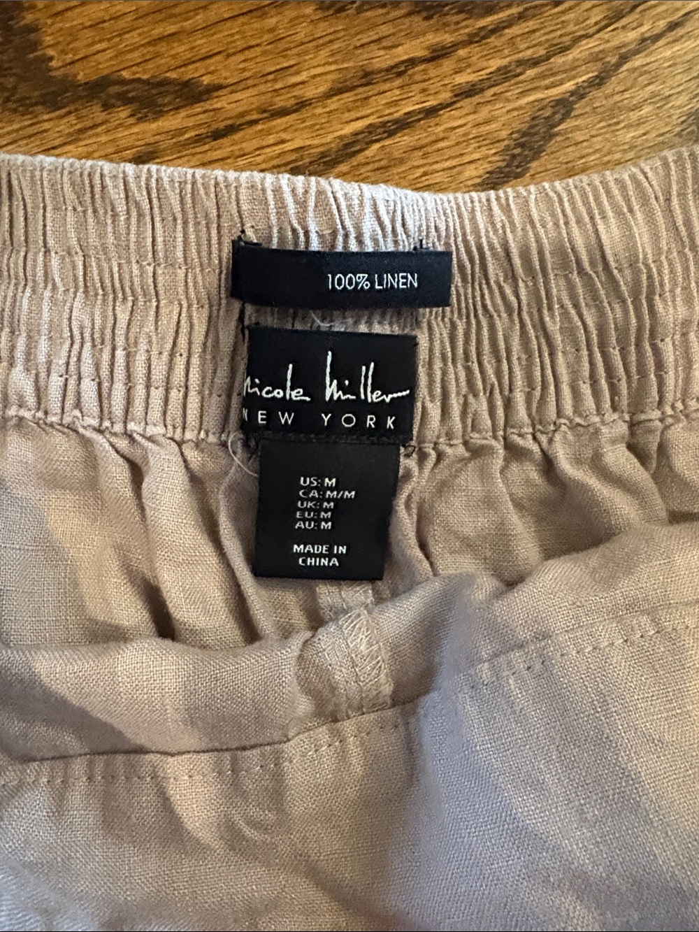 Nicole Miller Wide-Leg Linen Blend Pants - Taupe color w/ blush undertones - Picture 4 of 7